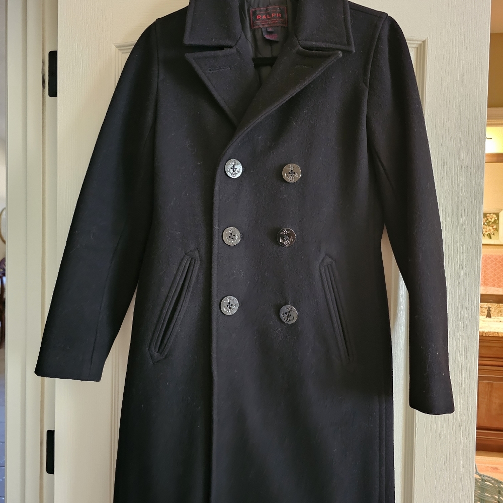 Fabulous Ladies Ralph Lauren 100% Lambs Wool Peacoat**Size S**Black* Circa 2000*